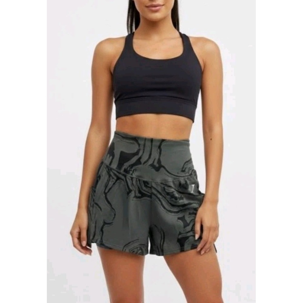 Gymshark GS Power Jacquard Marble High Waisted Athletic Shorts Gray Black XL
